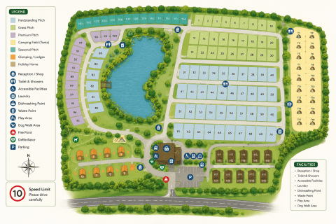 Site Map Layout of Cartef Caravan camping Site