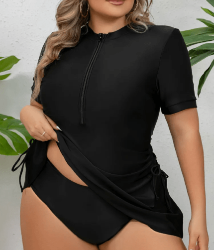 Black plus size tankini front view
