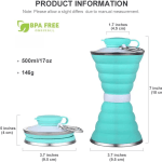 500ml foldable silicone water bottle dimensions and specifications