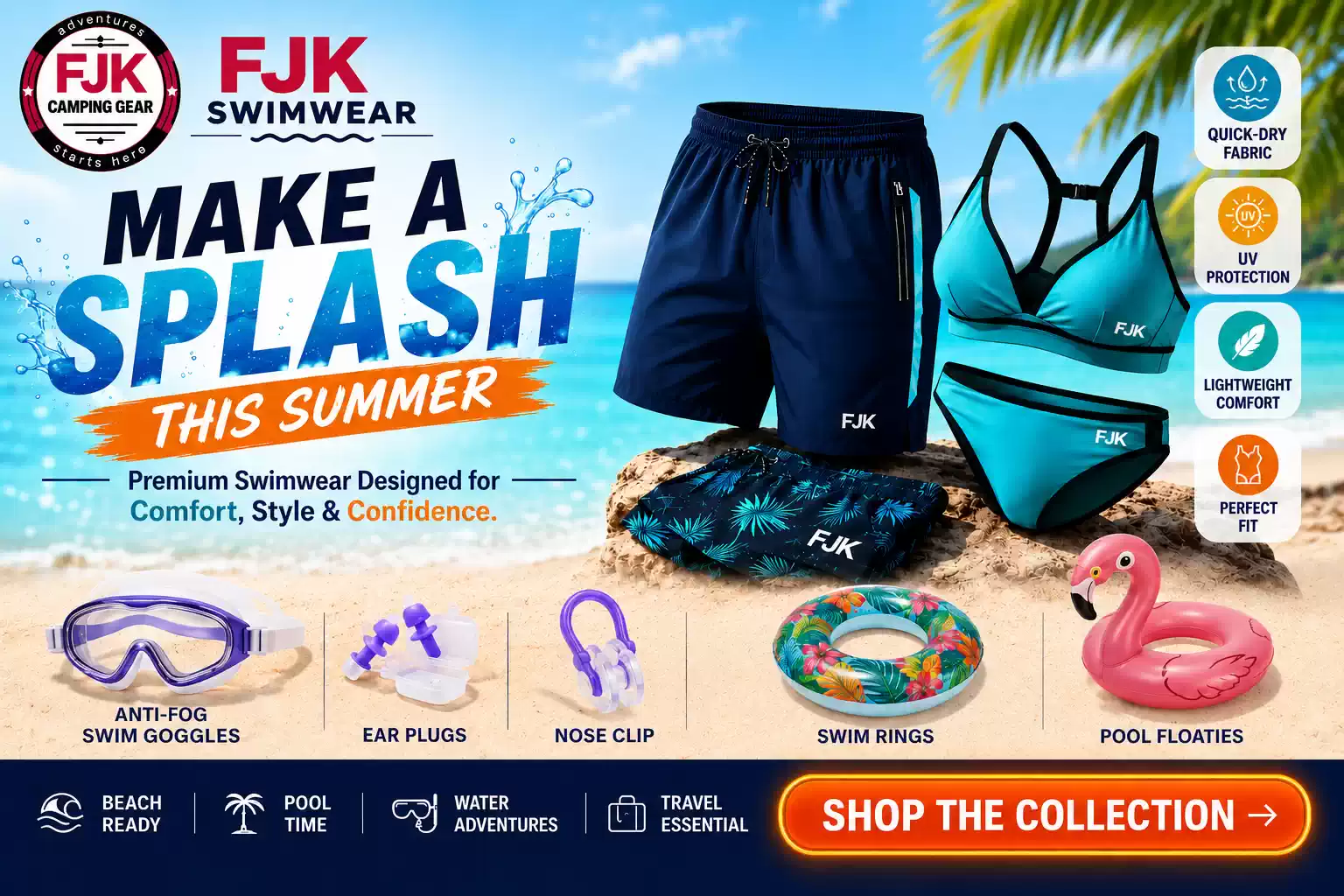 FJK swimwear and swimming accessories collection
