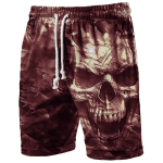 Side view of men's camouflage skull swim trunks with lightweight breathable performance fabric.