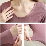 Close-up of soft stretch ribbed fabric and round-neck thermal top