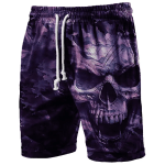 Rear view of men's camouflage skull print swim shorts with athletic fit and quick-dry comfort.