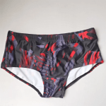 Men's Brazilian traditional cut swim trunks with lightweight quick-dry camouflage design.