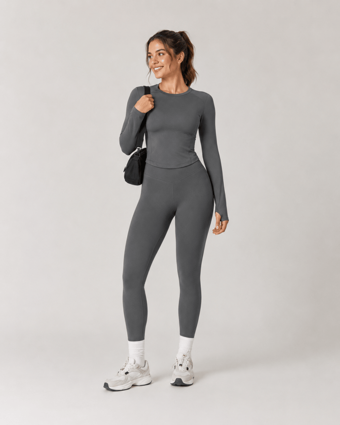 Grey 3-Piece Workout Leggings Set