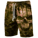 Men's camouflage skull print beach shorts designed for swimming, surfing and summer holidays.
