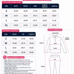 Women’s long-sleeve workout top and leggings size chart from S to XL with bust, waist, hip, sleeve and length measurements in inches