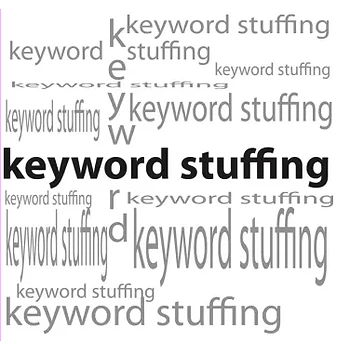 Keyword stuffing example showing excessive repetition of the same keyword, an SEO practice that should be avoided.