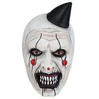Evil Clown Halloween Mask Evil clown mask with white face, red eyes and pointed black hair