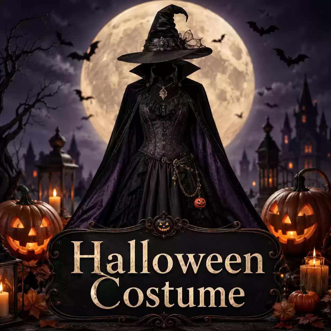 Halloween costume category icon with a gothic emblem and spooky seasonal design