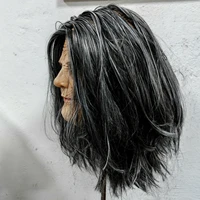 Witch Mask Side View Side view of old witch Halloween mask with long black hair