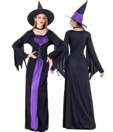 Women purple and black witch Halloween costume
