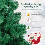 Close-up of green PVC branches on an artificial Christmas tree.